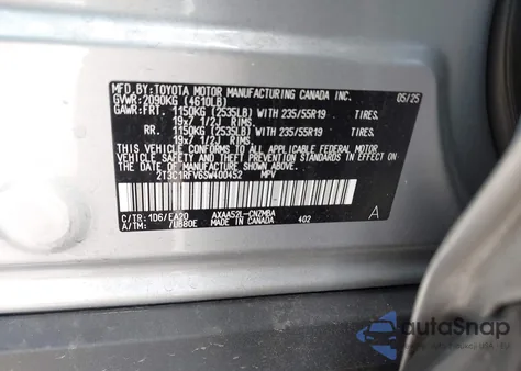 2025 Toyota Rav4 Xle Premium from USA, damaged, VIN 2T3C1RFV6SW400452